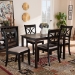 Baxton Studio Clarke Modern and Contemporary Sand Fabric Upholstered and Espresso Brown Finished Wood 5-Piece Dining Set - RH329C-Sand/Dark Brown-5PC Dining Set
