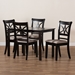 Baxton Studio Clarke Modern and Contemporary Sand Fabric Upholstered and Espresso Brown Finished Wood 5-Piece Dining Set - RH329C-Sand/Dark Brown-5PC Dining Set