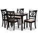 Baxton Studio Clarke Modern and Contemporary Sand Fabric Upholstered and Espresso Brown Finished Wood 5-Piece Dining Set - RH329C-Sand/Dark Brown-5PC Dining Set