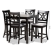 Baxton Studio Chandler Modern and Contemporary Grey Fabric Upholstered and Espresso Brown Finished Wood 5-Piece Counter Height Pub Dining Set - RH329P-Grey/Dark Brown-5PC Pub Set