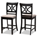 Baxton Studio Chandler Modern and Contemporary Sand Fabric Upholstered and Espresso Brown Finished Wood 2-Piece Counter Height Pub Chair Set