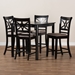 Baxton Studio Chandler Modern and Contemporary Sand Fabric Upholstered and Espresso Brown Finished Wood 5-Piece Counter Height Pub Dining Set - RH329P-Sand/Dark Brown-5PC Pub Set