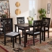 Baxton Studio Jackson Modern and Contemporary Grey Fabric Upholstered and Espresso Brown Finished Wood 5-Piece Dining Set - RH310C-Grey/Dark Brown-5PC Dining Set