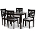 Baxton Studio Jackson Modern and Contemporary Grey Fabric Upholstered and Espresso Brown Finished Wood 5-Piece Dining Set - RH310C-Grey/Dark Brown-5PC Dining Set