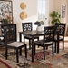 Baxton Studio Jackson Modern and Contemporary Sand Fabric Upholstered and Espresso Brown Finished Wood 5-Piece Dining Set - RH310C-Sand/Dark Brown-5PC Dining Set