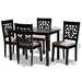 Baxton Studio Jackson Modern and Contemporary Sand Fabric Upholstered and Espresso Brown Finished Wood 5-Piece Dining Set - RH310C-Sand/Dark Brown-5PC Dining Set