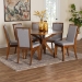 Baxton Studio Eira Modern Grey and Walnut Brown Wood 7-Piece Dining Set - Eira-Grey/Walnut-7PC Dining Set
