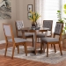 Baxton Studio Kala Modern Grey and Walnut Brown Wood 5-Piece Dining Set - Kala-Grey/Walnut-5PC Dining Set