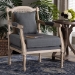 Baxton Studio Clemence French Provincial Grey Fabric Whitewashed Mahogany Wood Armchair - SEA63-Grey Chair
