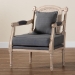 Baxton Studio Clemence French Provincial Grey Fabric Whitewashed Mahogany Wood Armchair - SEA63-Grey Chair