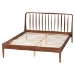 Baxton Studio Maeron Mid-Century Modern Walnut Brown Queen Platform Bed with Spindle Headboard - MG0235-1-Walnut-Queen