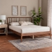 Baxton Studio Maeron Mid-Century Modern Walnut Brown Queen Platform Bed with Spindle Headboard - MG0235-1-Walnut-Queen