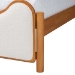 Baxton Studio Lilia Mid-Century Modern Scalloped Cream Boucle and Oak Brown Wood Queen Platform Bed - MG0236-Cream-Queen