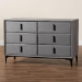 Baxton Studio Etienne Modern Slate Grey Velvet 6-Drawer Dresser - BBT2047 A3-Dark Grey-Dresser