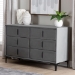 Baxton Studio Etienne Modern Slate Grey Velvet 6-Drawer Dresser - BBT2047 A3-Dark Grey-Dresser