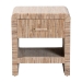 bali & pari Callan Bohemian Woven Natural Grasscloth 1-Drawer Nightstand - Candy-Natural Woven Grasscloth-NS