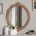 Baxton Studio Caitlin Antique Gold Finished Wood Round Accent Wall Mirror with Carved Leaf Border - RXW-10952-Wall Mirror