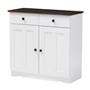 Baxton Studio Lauren Modern and Contemporary Two-tone White and Dark Brown Buffet Kitchen Cabinet with Two Doors and Two Drawers Baxton Studiorestaurant furniture, hotel furniture, commercial furniture, wholesale dining room furniture, wholesale wine cabinets, classic wine cabinets