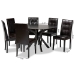 Baxton Studio Marie Modern and Contemporary Dark Brown Faux Leather Upholstered and Dark brown Finished Wood 7-Piece Dining Set - Marie-Dark Brown-7PC Dining Set