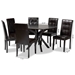 Baxton Studio Marie Modern and Contemporary Dark Brown Faux Leather Upholstered and Dark brown Finished Wood 7-Piece Dining Set - Marie-Dark Brown-7PC Dining Set