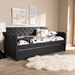Baxton Studio Camelia Modern and Contemporary Charcoal Grey Fabric Upholstered Button-Tufted Twin Size Sofa Daybed with Roll-Out Trundle Guest Bed - Camelia-Charcoal Grey-Daybed