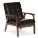 Baxton Studio Nikko Mid-century Modern Scandinavian Style Black Faux Leather 3 Pieces Living Room Sets - BBT8011A2-Black 3PC Set