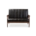 Baxton Studio Nikko Mid-century Modern Scandinavian Style Black Faux Leather 3 Pieces Living Room Sets - BBT8011A2-Black 3PC Set