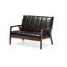 Baxton Studio Nikko Mid-century Modern Scandinavian Style Black Faux Leather 3 Pieces Living Room Sets - BBT8011A2-Black 3PC Set