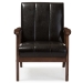 Baxton Studio Nikko Mid-century Modern Scandinavian Style Dark Brown Faux Leather 3 Pieces Living Room Sets - BBT8011A2-Brown 3PC Set