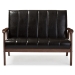 Baxton Studio Nikko Mid-century Modern Scandinavian Style Dark Brown Faux Leather 3 Pieces Living Room Sets - BBT8011A2-Brown 3PC Set