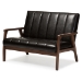 Baxton Studio Nikko Mid-century Modern Scandinavian Style Dark Brown Faux Leather 3 Pieces Living Room Sets - BBT8011A2-Brown 3PC Set