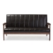 Baxton Studio Nikko Mid-century Modern Scandinavian Style Dark Brown Faux Leather 3 Pieces Living Room Sets - BBT8011A2-Brown 3PC Set