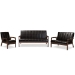 Baxton Studio Nikko Mid-century Modern Scandinavian Style Dark Brown Faux Leather 3 Pieces Living Room Sets - BBT8011A2-Brown 3PC Set