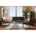 Baxton Studio Nikko Mid-century Modern Scandinavian Style Dark Brown Faux Leather 3 Pieces Living Room Sets - BBT8011A2-Brown 3PC Set