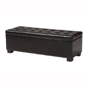 Baxton Studio Roanoke Ottoman Storage, Ottoman, Contemporary, Dark Brown, Leather, Wood 