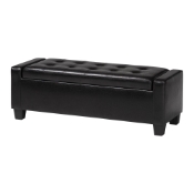 Baxton Studio Manchester Ottoman Ottoman, Storage, Contemporary, Dark Brown, Bonded Leather, Wood Frame