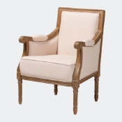 Baxton Studio Chavanon Wood & Light Beige Linen Traditional French Accent Chair Baxton StudioChavanon Wood &  Light Beige Linen Traditional French Accent Chair, wholesale furniture, restaurant furniture, hotel furniture, commercial furniture