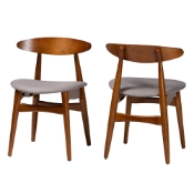Baxton Studio Flora Mid-Century Modern Light Grey Fabric and "Oak" Medium Brown Finishing Wood Dining Chair Baxton Studio restaurant furniture, hotel furniture, commercial furniture, wholesale dining room furniture, wholesale chairs, classic dining chairs