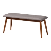 Baxton Studio Flora Mid-Century Modern Light Grey Fabric and "Oak" Medium Brown Finishing Wood Dining Bench Baxton Studio restaurant furniture, hotel furniture, commercial furniture, wholesale dining room furniture, wholesale dining bench, classic bench