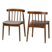 Baxton Studio Wyatt Mid-Century Modern Walnut Wood Dining Chair Set of 2 Baxton Studio restaurant furniture, hotel furniture, commercial furniture, wholesale dining room furniture, wholesale chair, classic leather chairs