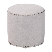 Baxton Studio Rosine Modern and Contemporary Light Grey Fabric Upholstered Nail Trim Ottoman Baxton Studio restaurant furniture, hotel furniture, commercial furniture, wholesale living room furniture, wholesale ottoman, classic standard ottoman