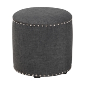 Baxton Studio Rosine Modern and Contemporary Dark Grey Fabric Upholstered Nail Trim Ottoman Baxton Studio restaurant furniture, hotel furniture, commercial furniture, wholesale living room furniture, wholesale ottoman, classic standard ottoman