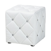Baxton Studio Stacey Modern and Contemporary White Faux Leather Upholstered Ottoman Baxton Studio restaurant furniture, hotel furniture, commercial furniture, wholesale living room furniture, wholesale ottoman, classic standard ottoman