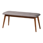 Baxton Studio Flora II Mid-Century Modern Light Grey Fabric Upholstered Medium Oak Finished Wood Dining Bench Baxton Studio restaurant furniture, hotel furniture, commercial furniture, wholesale living room furniture, wholesale dining bench, classic dining bench