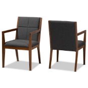 Baxton Studio Theresa Mid-Century Modern Dark Grey Fabric Upholstered and Walnut Brown Finished Wood Living Room Accent Chair (Set of 2) Baxton Studio restaurant furniture, hotel furniture, commercial furniture, wholesale living room furniture, wholesale accent chairs, classic accent chairs