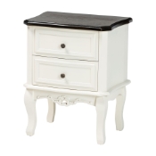 Baxton Studio Darlene Classic and Traditional French White and Cherry Brown Finished Wood 2-Drawer End Table Baxton Studio restaurant furniture, hotel furniture, commercial furniture, wholesale living room furniture, wholesale end table, classic end table
