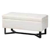 Baxton Studio Esther Modern and Contemporary Beige Velvet Fabric Upholstered and Dark Brown Finished Wood Storage Ottoman Baxton Studio restaurant furniture, hotel furniture, commercial furniture, wholesale living room furniture, wholesale ottoman, classic ottoman