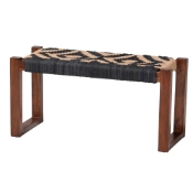 bali & pari Prunella Modern Bohemian Two-Tone Navy Blue and Natural Brown Jute and Acacia Wood Accent Bench Baxton Studio restaurant furniture, hotel furniture, commercial furniture, wholesale living room furniture, wholesale ottoman, classic ottoman