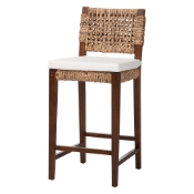 bali & pari Alise Handwoven Seagrass Bar Stool with Mahogany Wood Frame - Bar -Height Chair with Woven Back and Seat for Kitchen Island or Home Bar, Earthy Brown Baxton Studio restaurant furniture, hotel furniture, commercial furniture, wholesale bar furniture, wholesale bar stools, classic bar stools