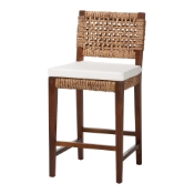 bali & pari Alise Handwoven Seagrass Counter Stool with Mahogany Wood Frame - Counter-Height Chair with Woven Back and Seat for Kitchen Island or Home Bar, Earthy Brown Baxton Studio restaurant furniture, hotel furniture, commercial furniture, wholesale bar furniture, wholesale counter stools, classic counter stools